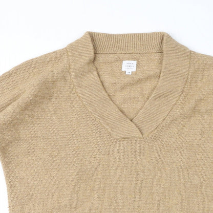 John Lewis Womens Brown V-Neck Nylon Pullover Jumper Size 10
