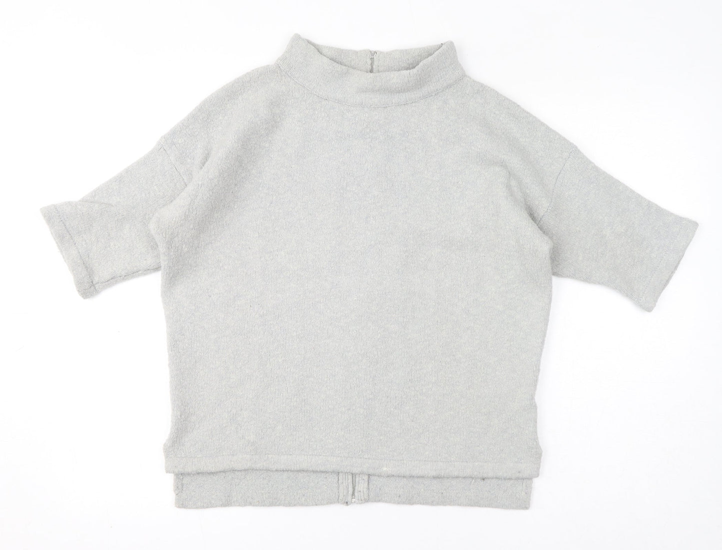 French Connection Womens Grey Mock Neck Acrylic Full Zip Jumper Size XS