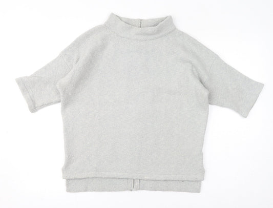 French Connection Womens Grey Mock Neck Acrylic Full Zip Jumper Size XS