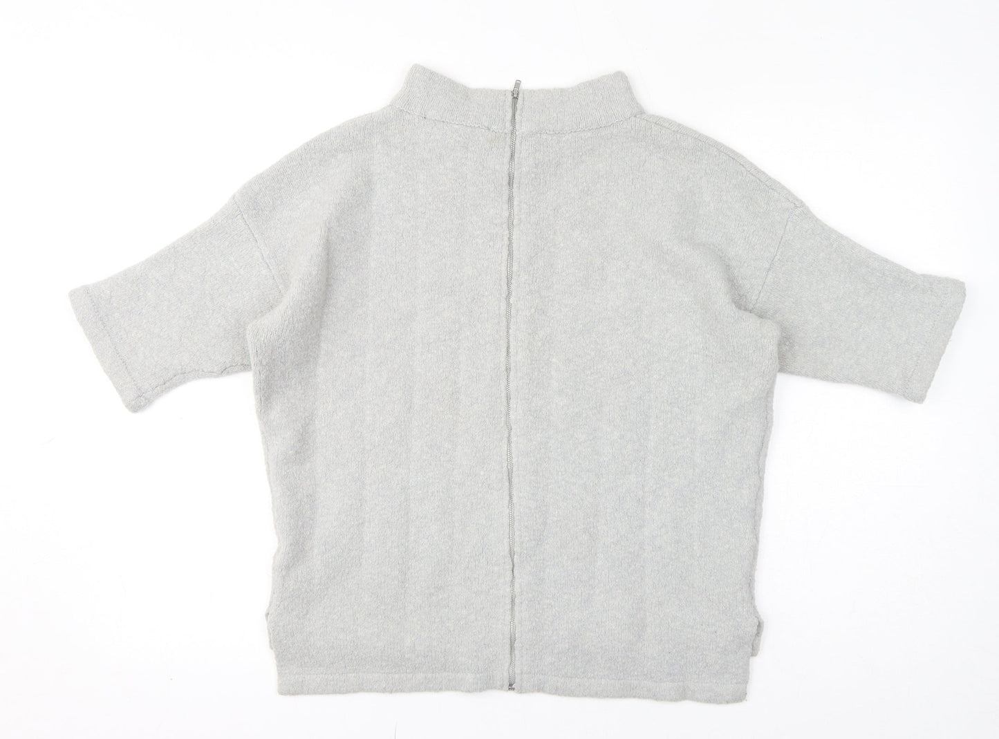 French Connection Womens Grey Mock Neck Acrylic Full Zip Jumper Size XS
