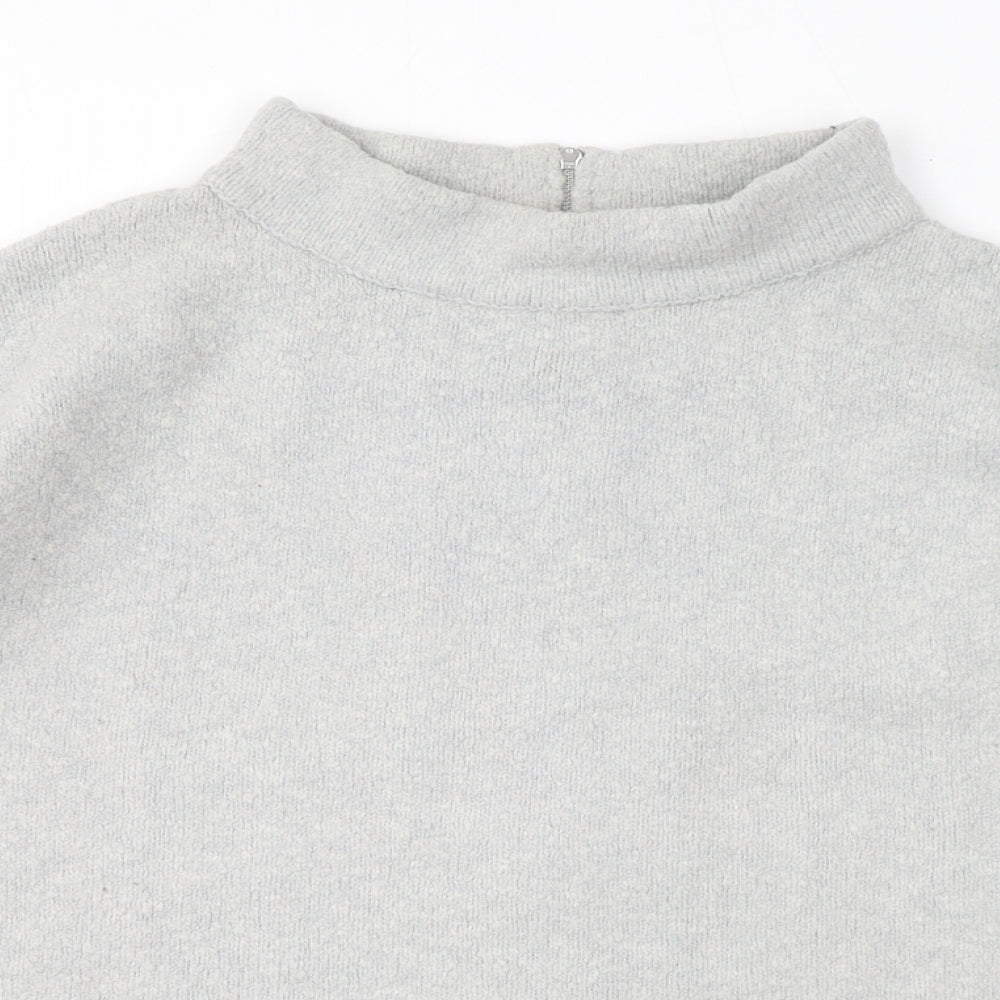 French Connection Womens Grey Mock Neck Acrylic Full Zip Jumper Size XS