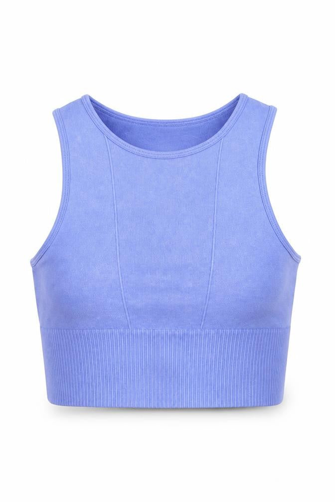 Stradivarius Womens Purple Polyamide Cropped Tank Size M Crew Neck - Stretch