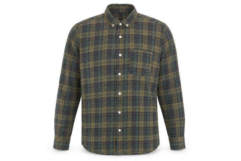 Topman Mens Green Plaid Cotton Button-Up Size S Collared Button - Pocket
