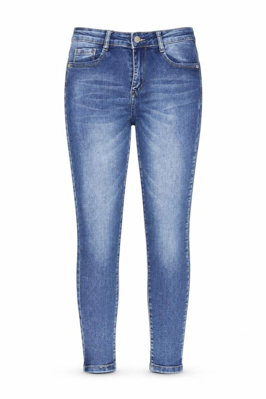 MOMOKROM Womens Blue Cotton Skinny Jeans Size 8 L27 in Regular Zip - Pockets, Belt Loops