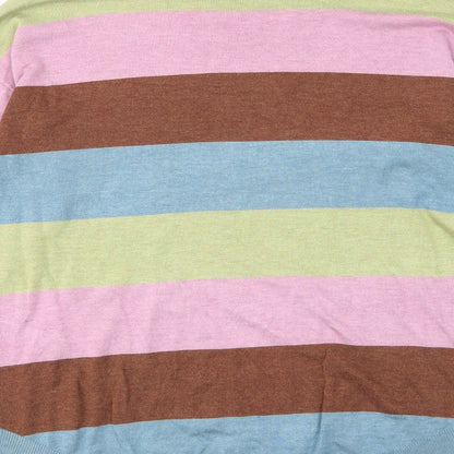 Brand and care label for b.young women’s multicoloured crew neck striped viscose jumper, size L