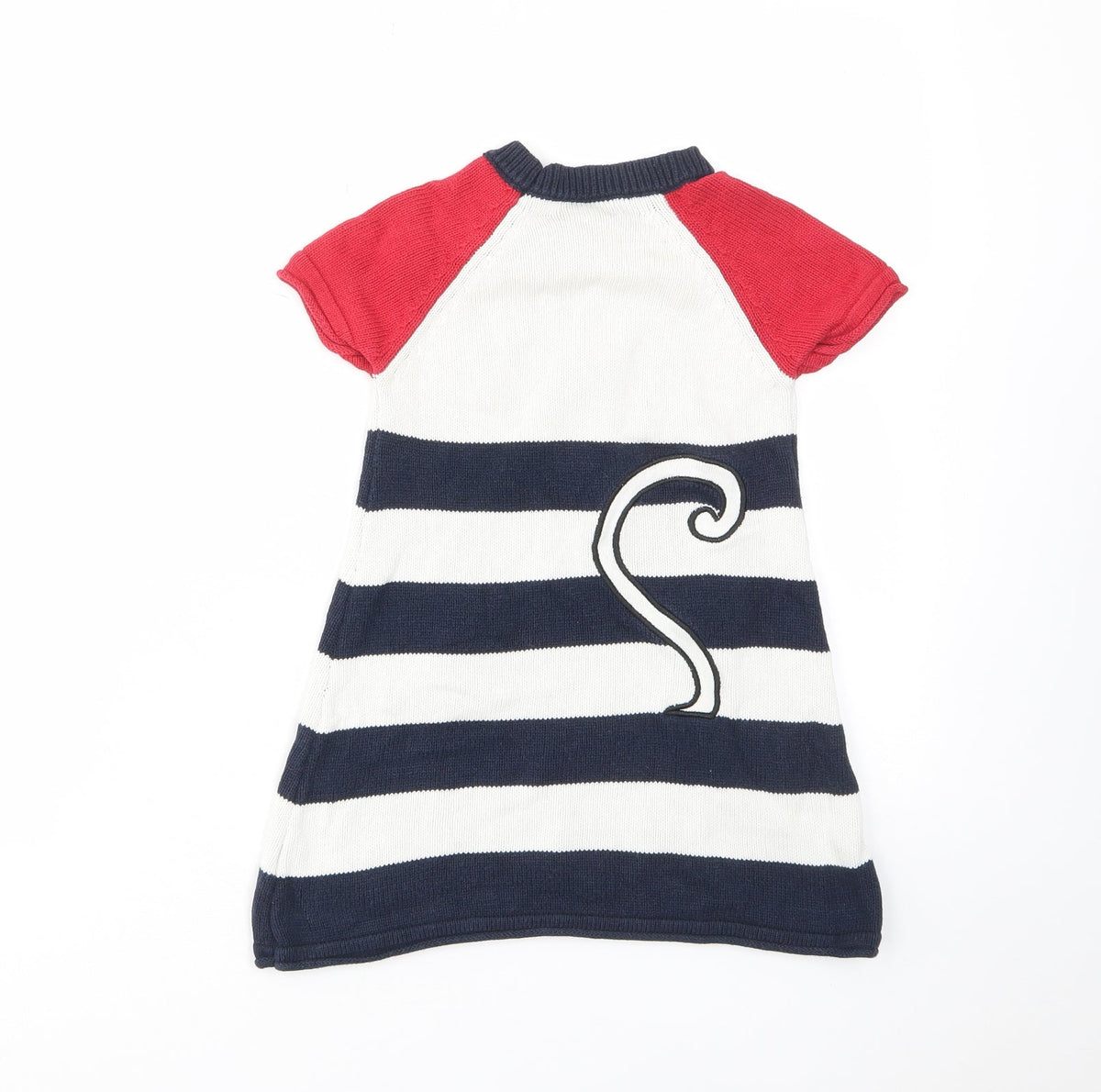 Bapster Girls Multicoloured Striped Cotton A-Line Size 3 Years Crew Neck Pullover - Cat, Embroided
