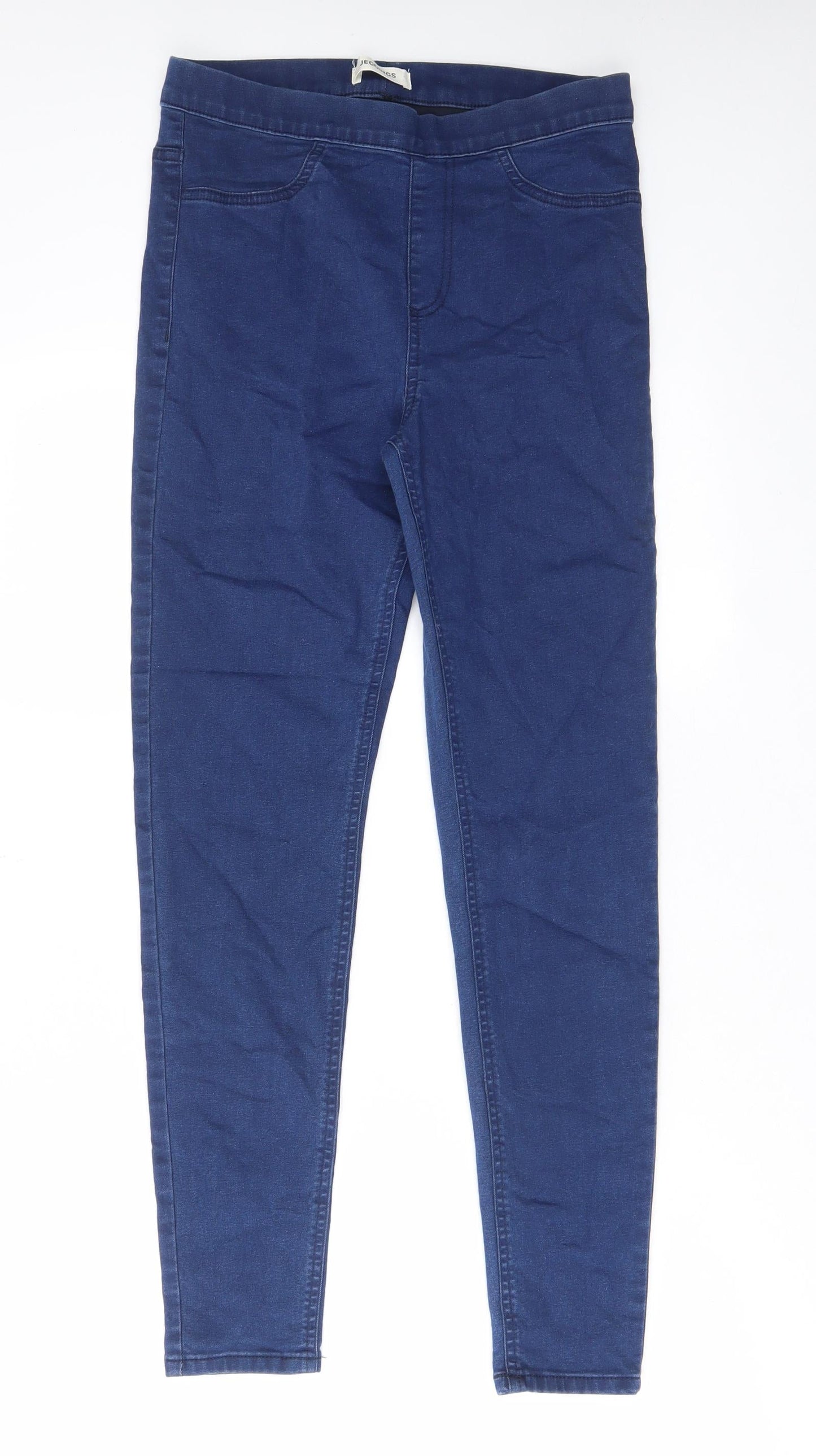 Marks and Spencer Womens Blue Cotton Skinny Jeans Size 10 L28 in Regular - Elastic waist