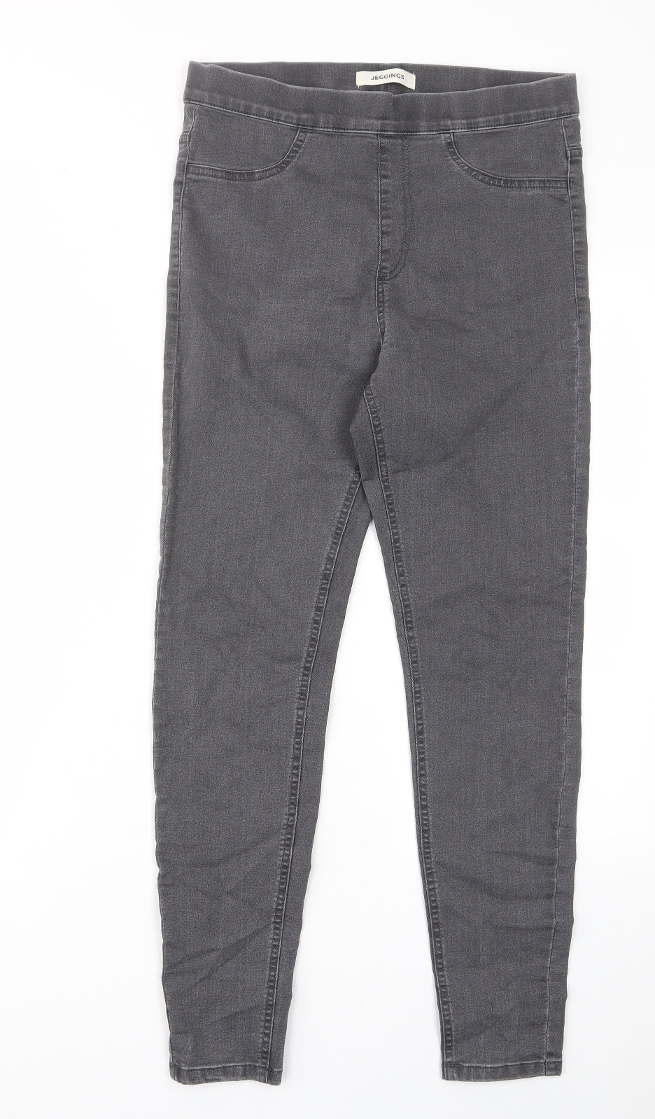 Marks and Spencer Womens Grey Cotton Skinny Jeans Size 10 L27 in Regular - Elastic waist