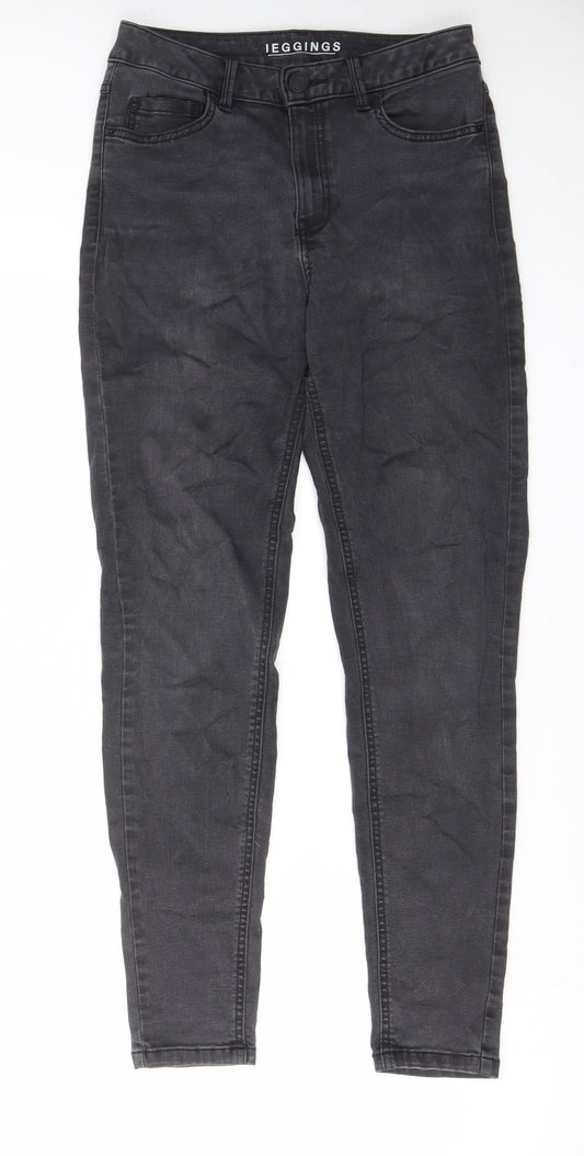 Marks and Spencer Womens Grey Cotton Skinny Jeans Size 10 L29 in Regular Zip - Pockets