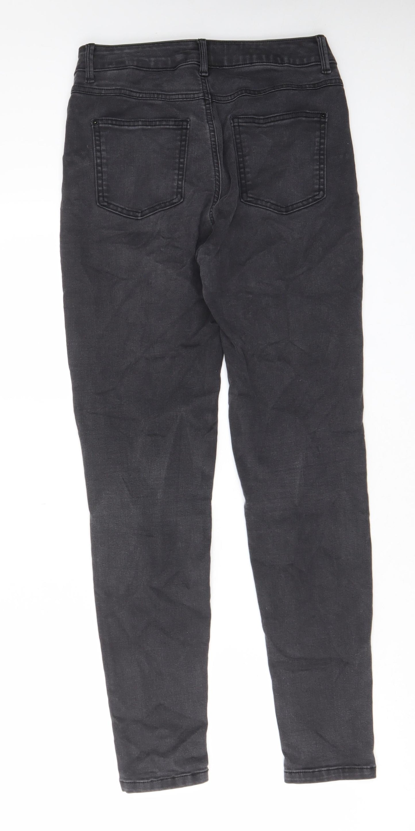 Marks and Spencer Womens Grey Cotton Skinny Jeans Size 10 L29 in Regular Zip - Pockets