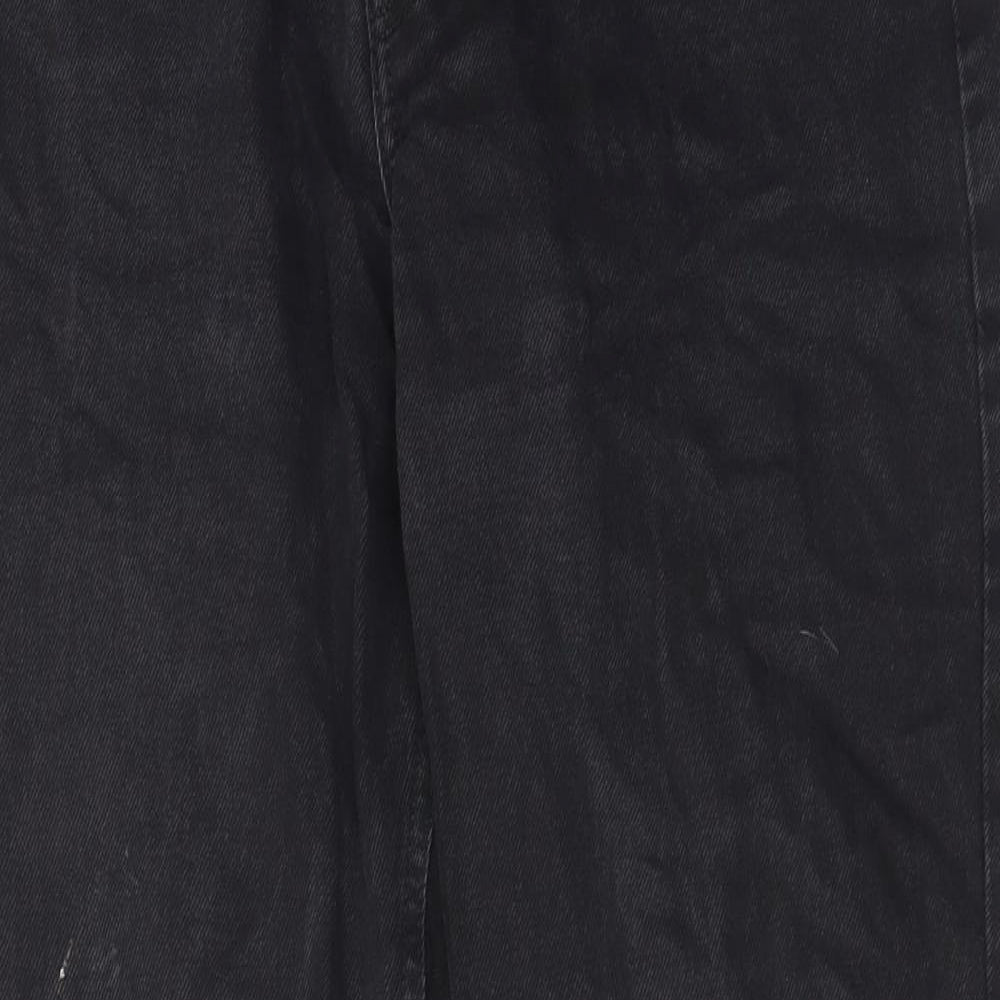 H&M Womens Black Cotton Straight Jeans Size 10 L31 in Regular Button - Pockets, Belt Loops