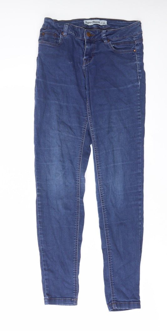 New Look Womens Blue Cotton Skinny Jeans Size 8 L28 in Regular Zip - Pockets, Belt Loops
