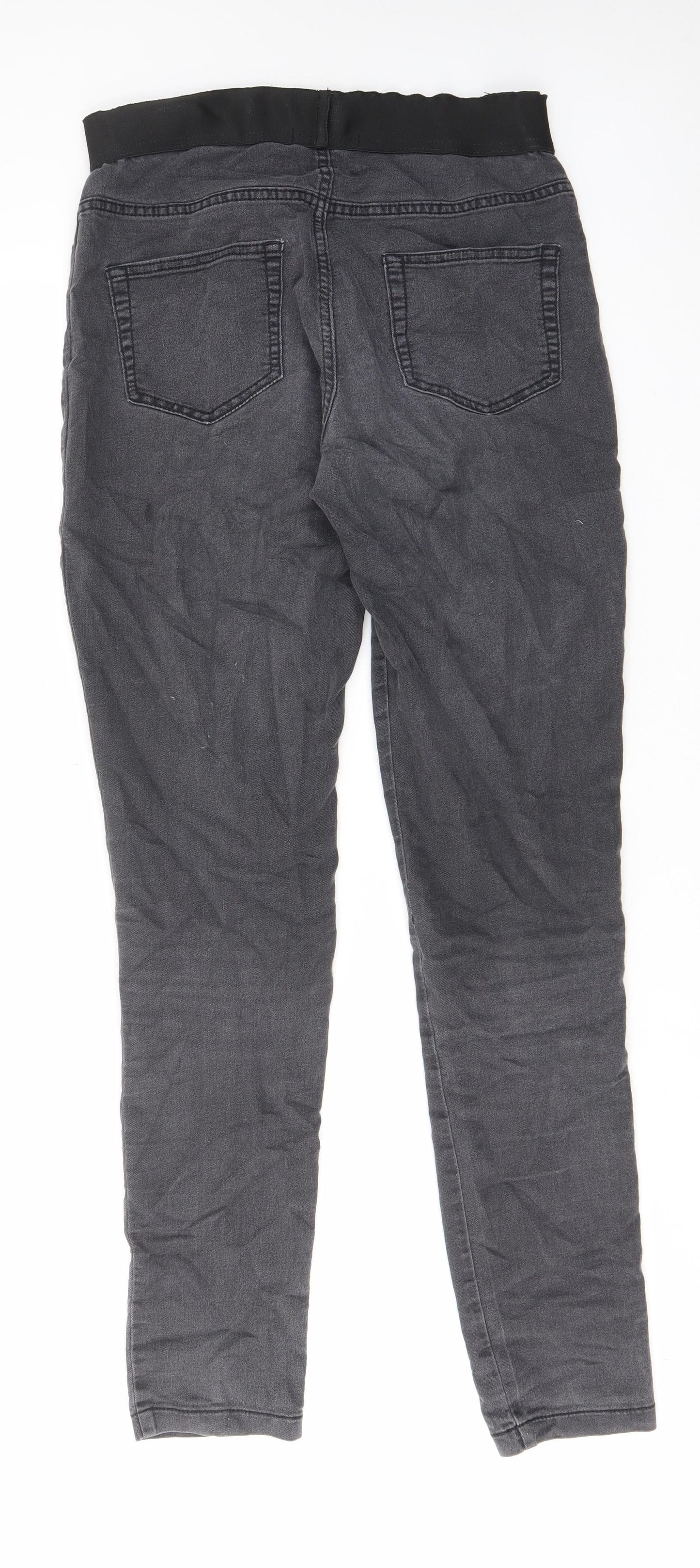 Marks and Spencer Womens Grey Cotton Skinny Jeans Size 12 L32 in Regular - Elastic waist