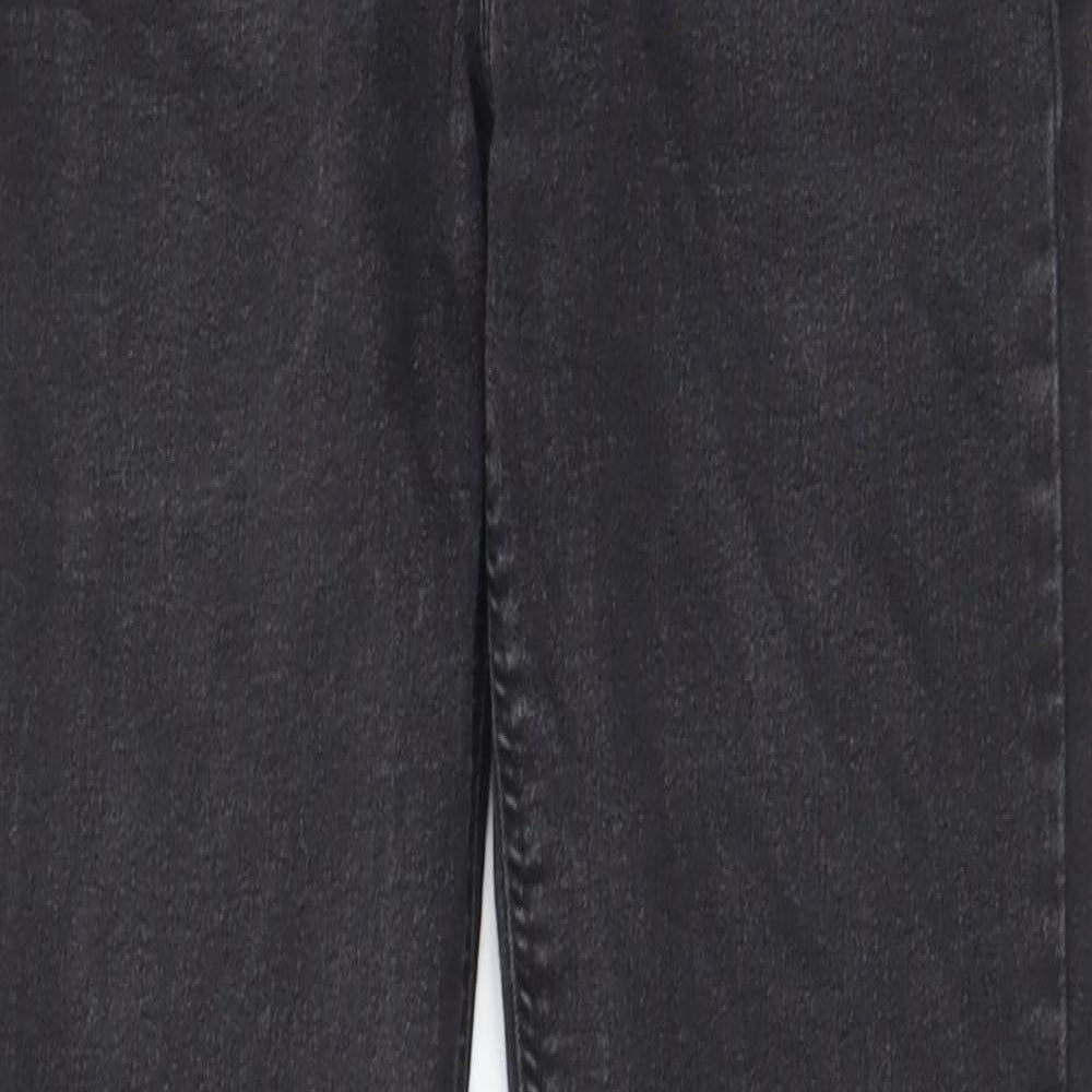 Zara Womens Grey Cotton Skinny Jeans Size 8 L27 in Regular Zip - Pockets, Belt Loops, Open knee