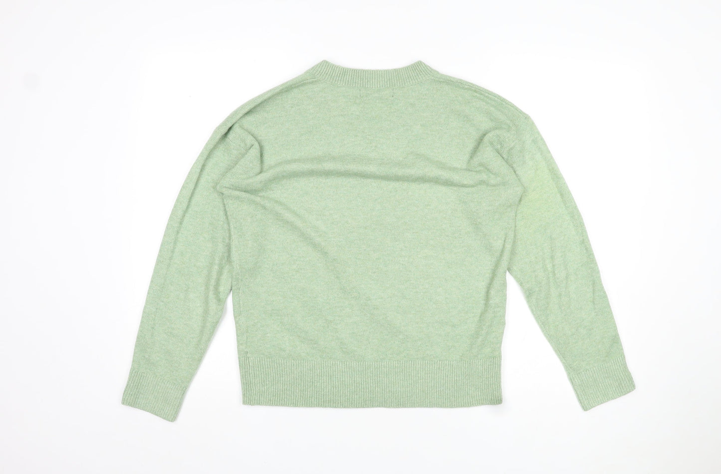 Marks and Spencer Womens Green V-Neck Polyester Pullover Jumper Size S