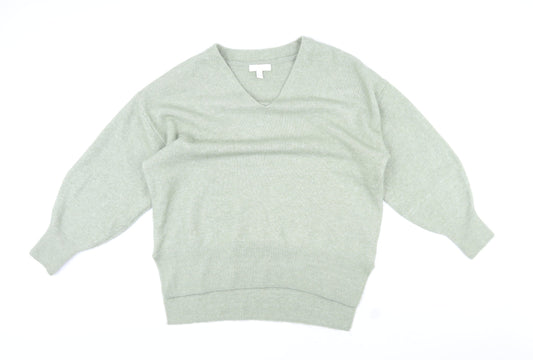 H&M Womens Green V-Neck Polyester Pullover Jumper Size M