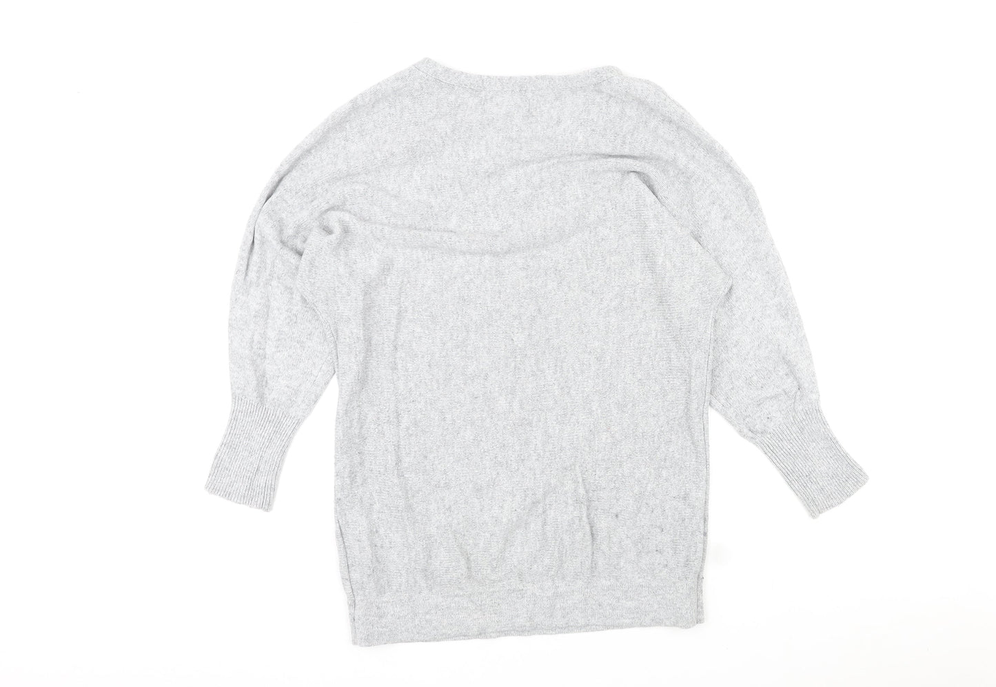 B+ab Womens Grey Round Neck Cotton Pullover Jumper Size 10 - Sequin Bow Design
