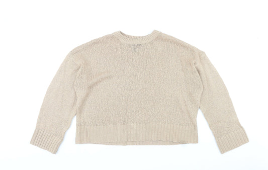 New Look Womens Beige Round Neck Acrylic Pullover Jumper Size M