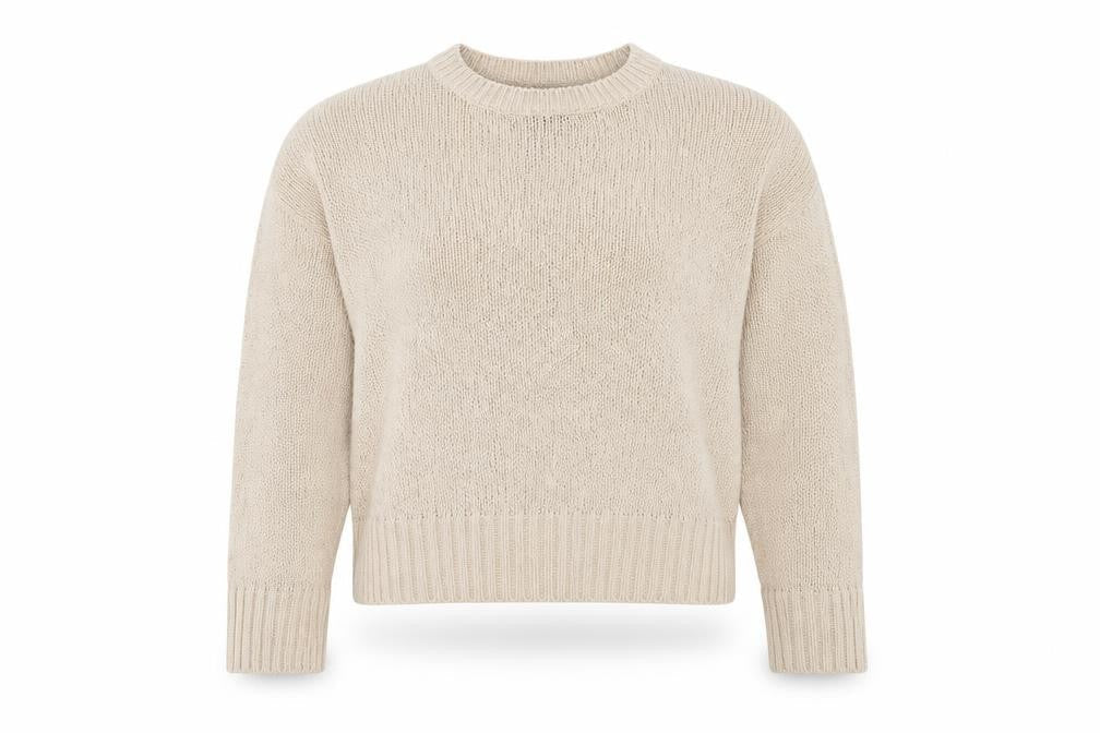 New Look Womens Beige Round Neck Acrylic Pullover Jumper Size M