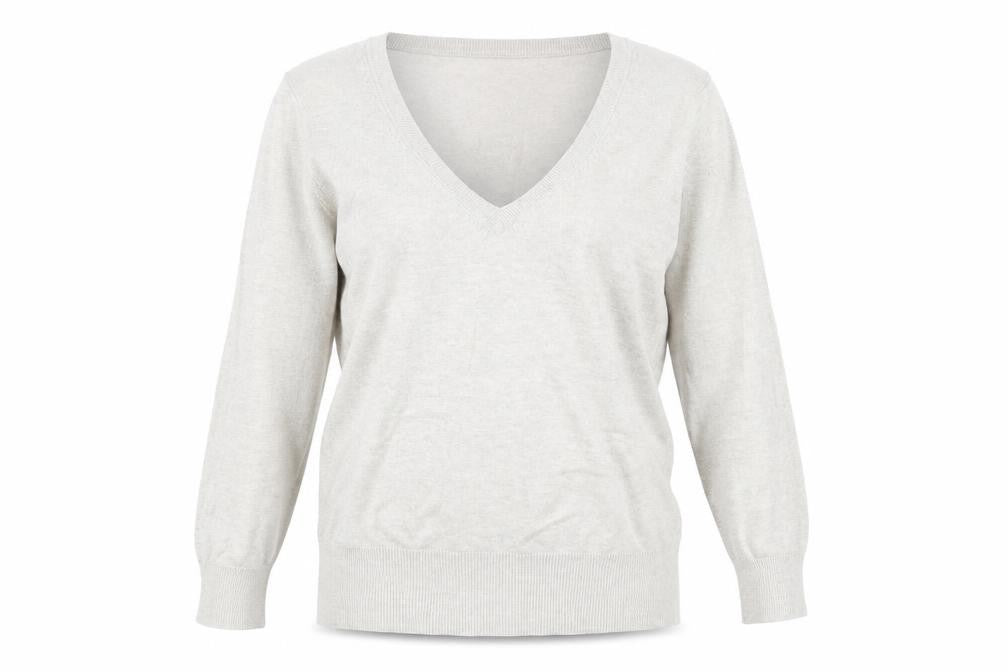 H&M Womens Grey V-Neck Cotton Pullover Jumper Size M
