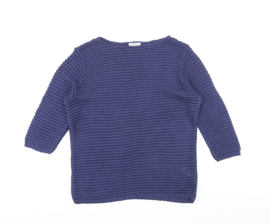 Damart Womens Blue Boat Neck Acrylic Pullover Jumper Size M