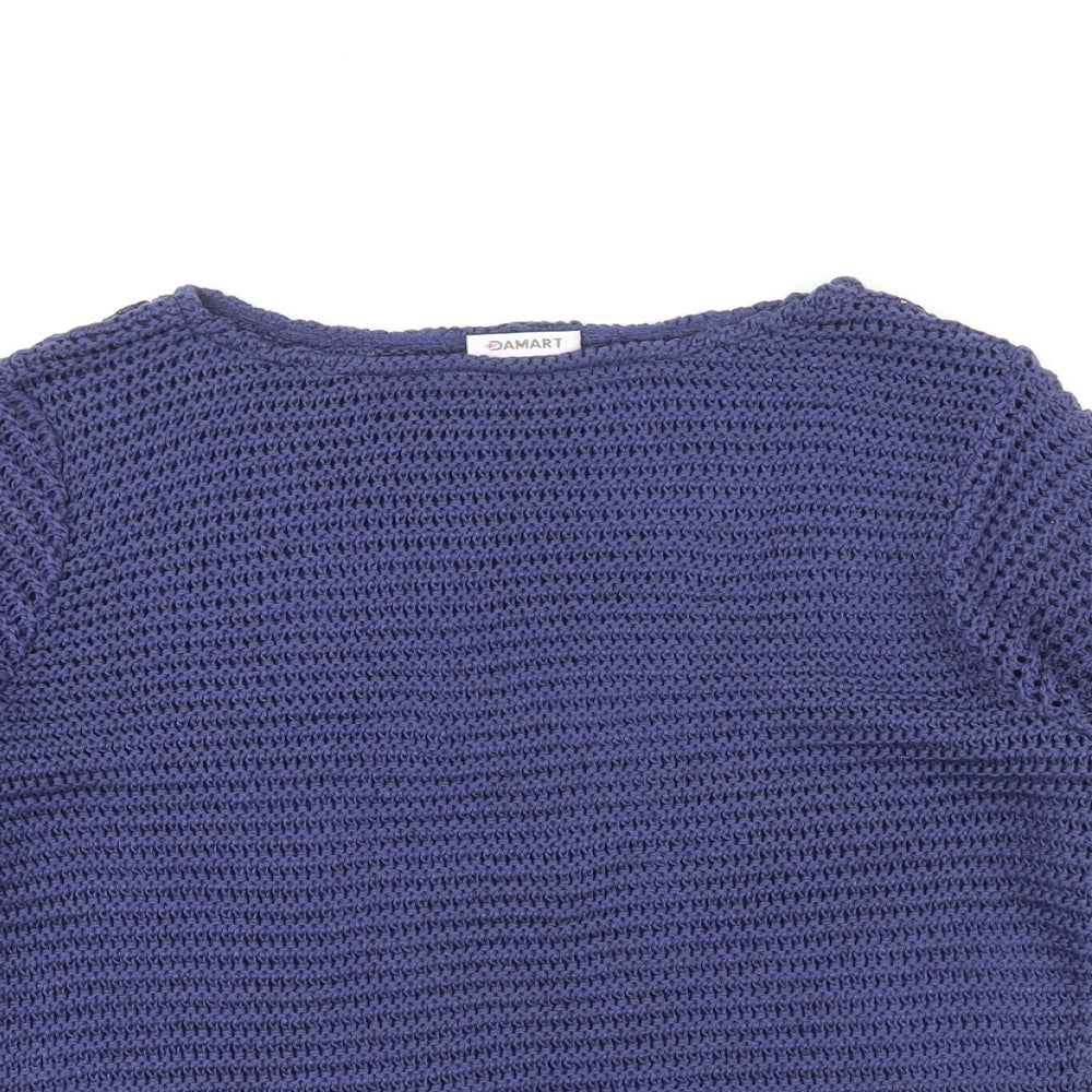 Damart Womens Blue Boat Neck Acrylic Pullover Jumper Size M
