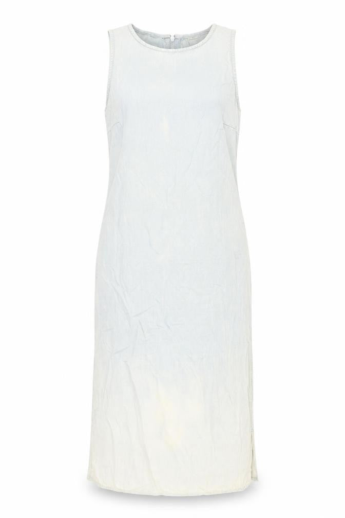 Warehouse Womens Blue Lyocell A-Line Size 8 Round Neck Zip - Distressed Look
