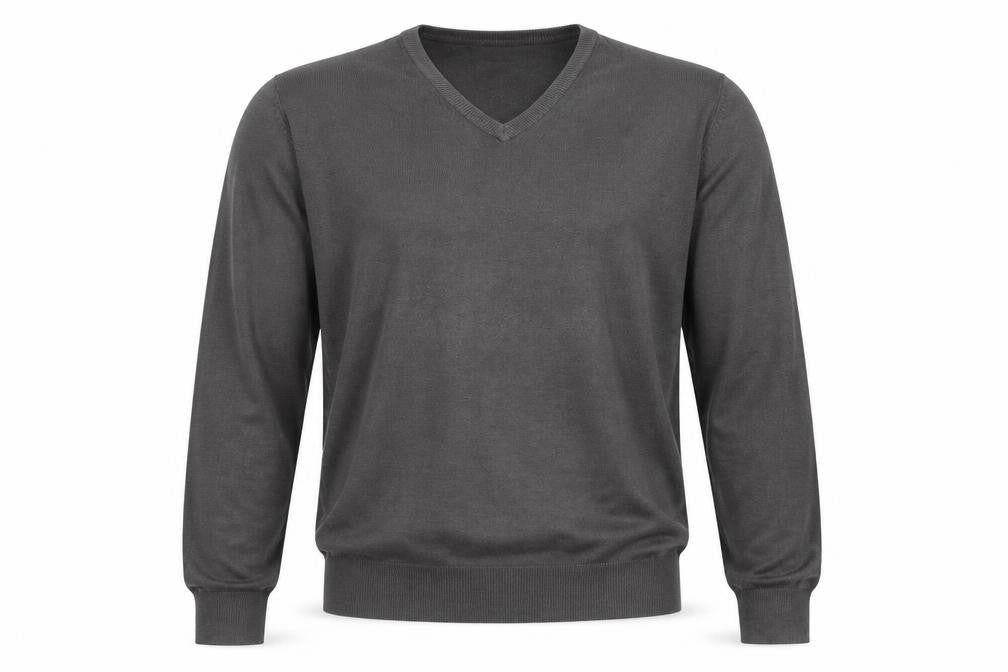 Blue Harbour Mens Grey V-Neck Acrylic Pullover Jumper Size M Long Sleeve
