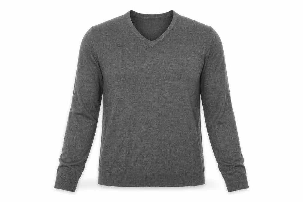 Marks & Spencer Mens Grey V-Neck Acrylic Pullover Jumper Size L Long Sleeve