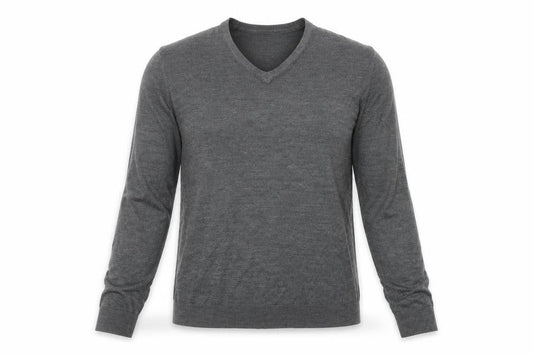 Marks & Spencer Mens Grey V-Neck Acrylic Pullover Jumper Size L Long Sleeve