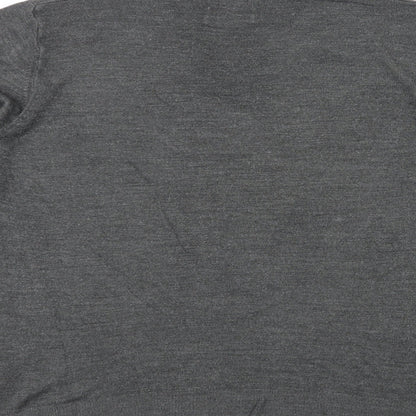Marks & Spencer Mens Grey V-Neck Acrylic Pullover Jumper Size L Long Sleeve
