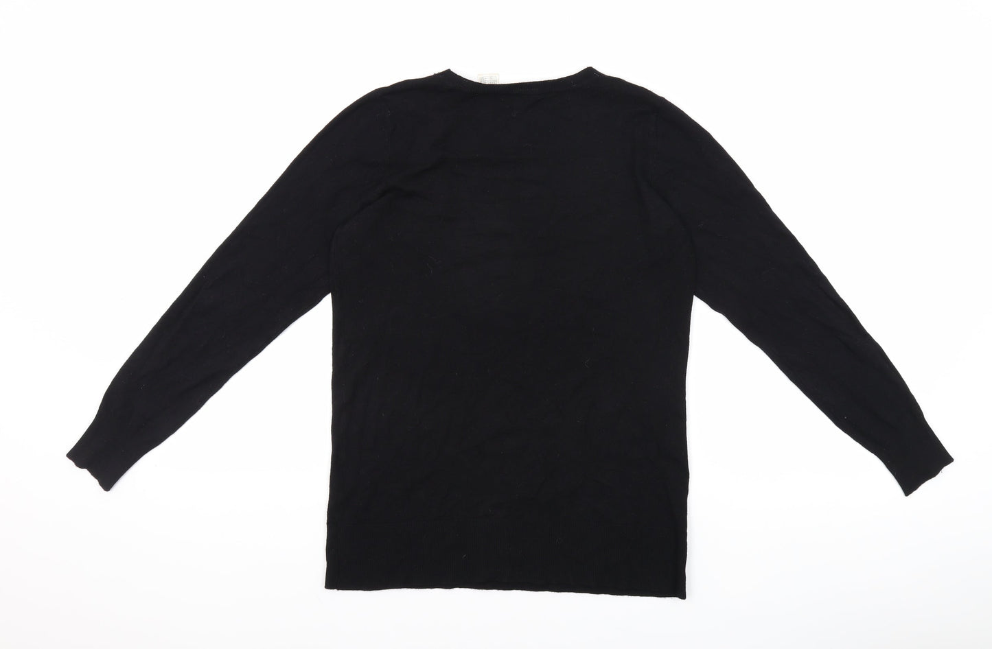 La Redoute Womens Black Viscose Basic T-Shirt Size 8 Crew Neck - Size 8-10, Lace Neckline