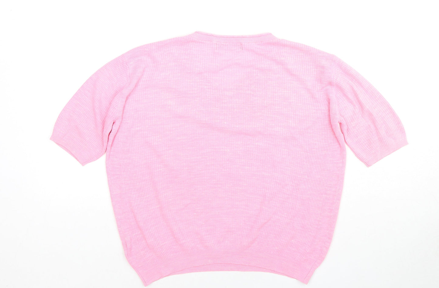 Marks and Spencer Womens Pink Acrylic Jersey T-Shirt Size XS Round Neck