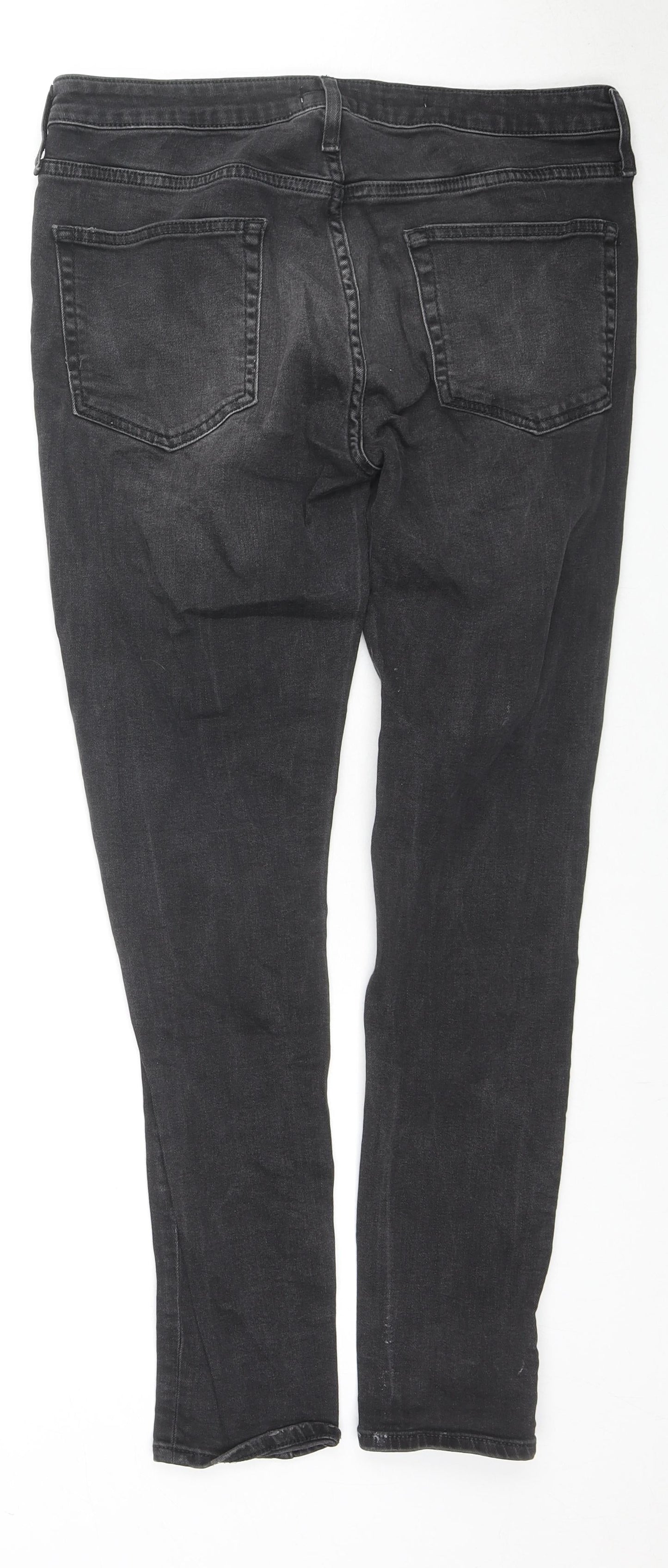 Topman Mens Grey Cotton Skinny Jeans Size 34 in L28 in Slim Zip