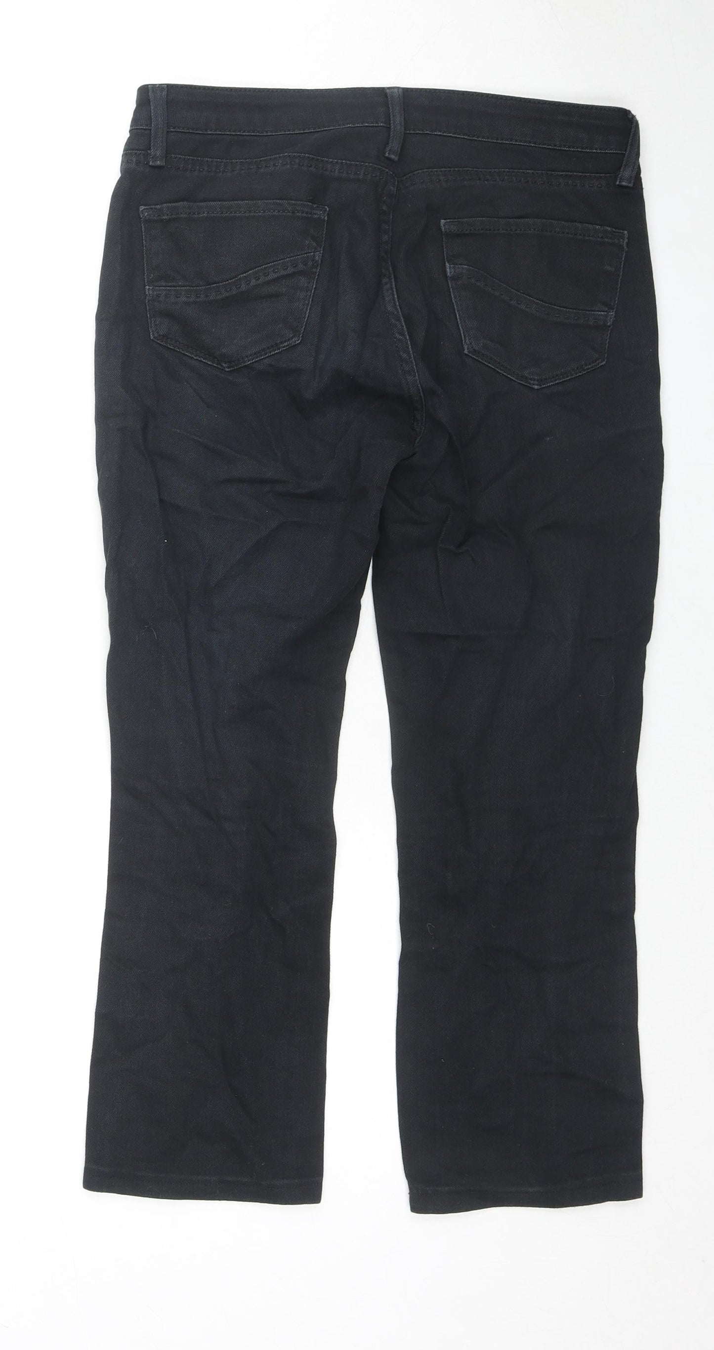 Marks and Spencer Womens Black Cotton Straight Jeans Size 10 L23 in Regular Zip