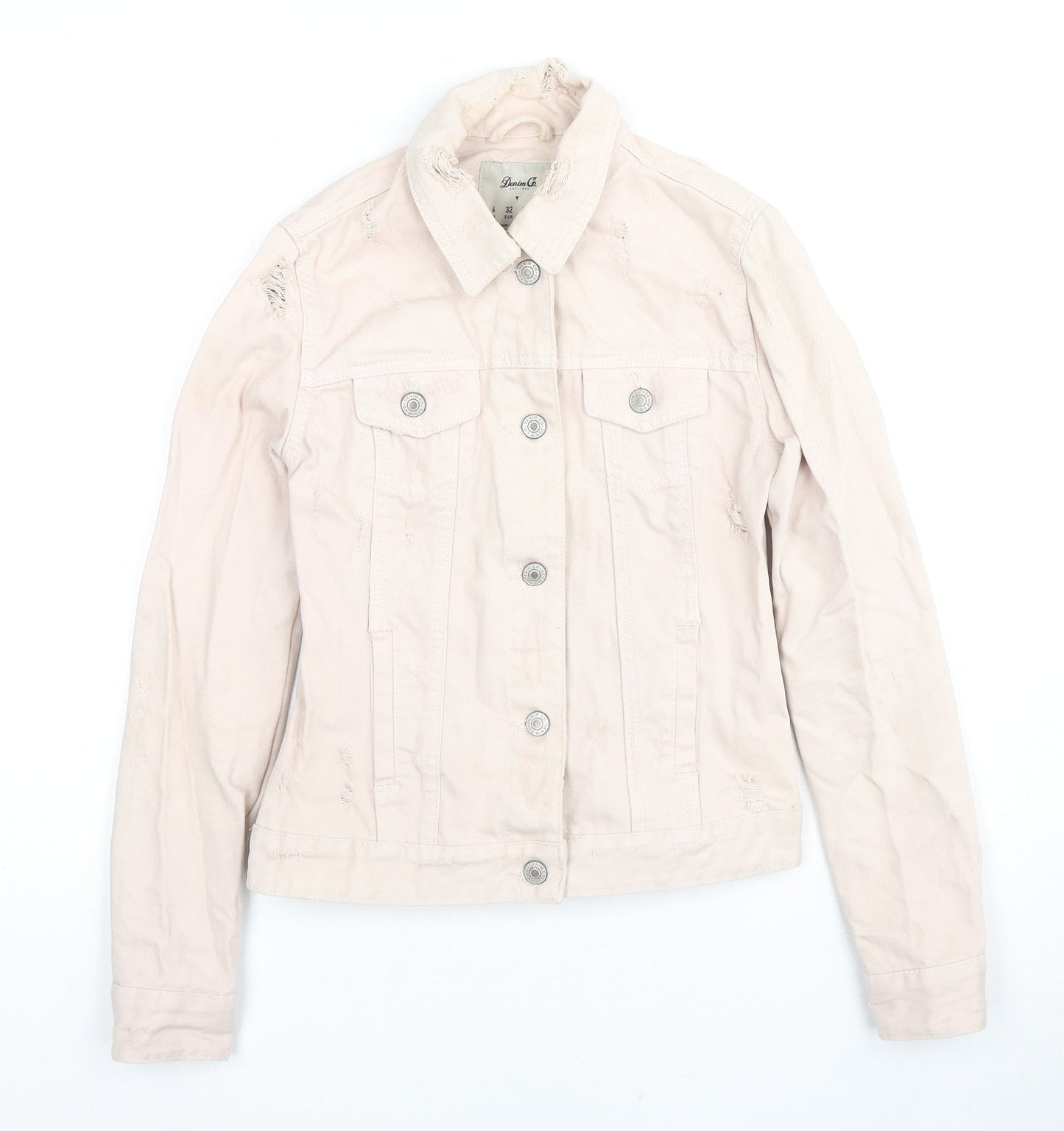 Denim & Co. Womens Beige Jacket Size 4 Button