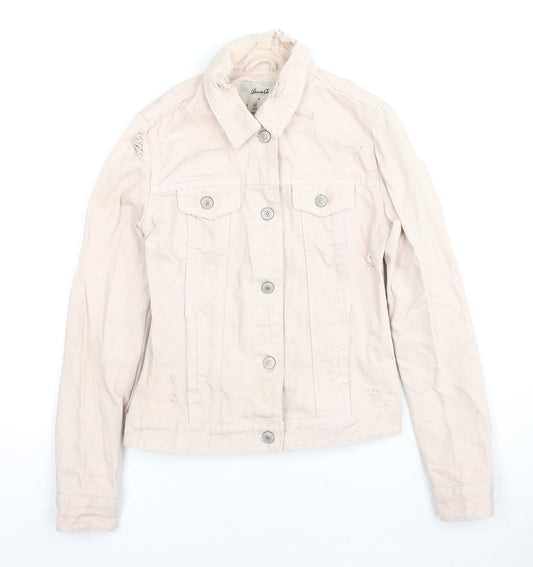 Denim & Co. Womens Beige Jacket Size 4 Button