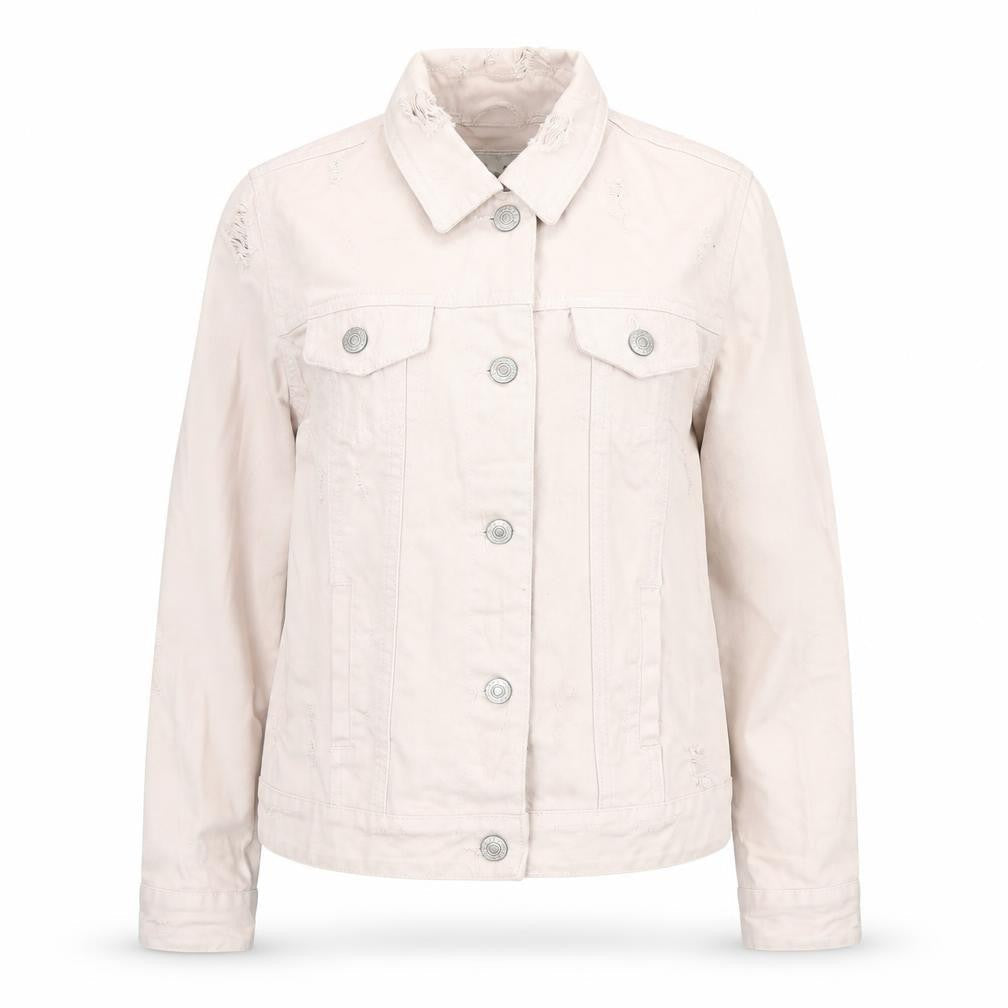 Denim & Co. Womens Beige Jacket Size 4 Button