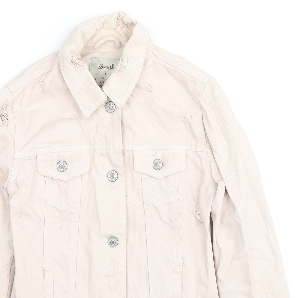 Denim & Co. Womens Beige Jacket Size 4 Button