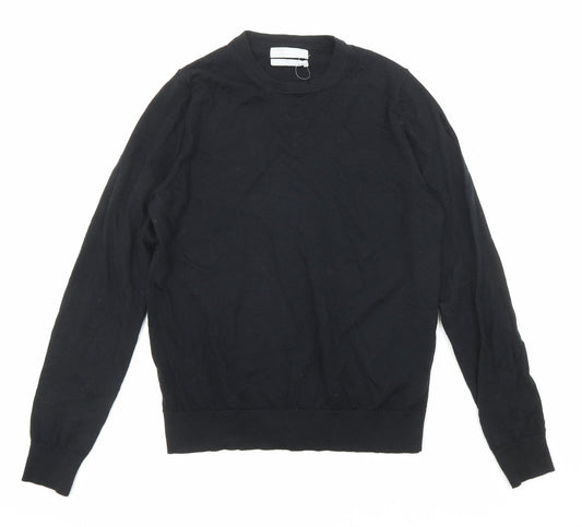 Marks and Spencer Womens Black Round Neck Acrylic Pullover Jumper Size 14