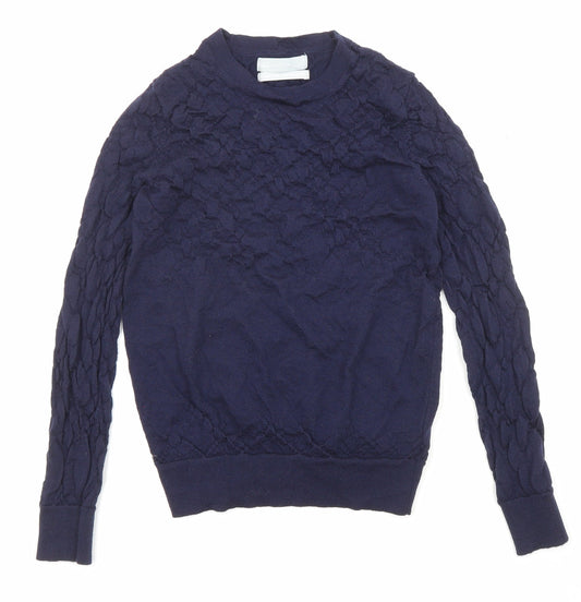 Marks and Spencer Womens Purple Round Neck Wool Pullover Jumper Size 8