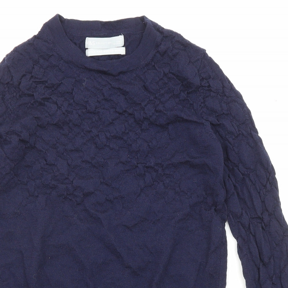 Marks and Spencer Womens Purple Round Neck Wool Pullover Jumper Size 8