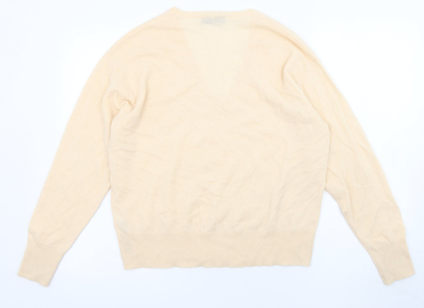 Zara Womens Orange V-Neck Wool Pullover Jumper Size M