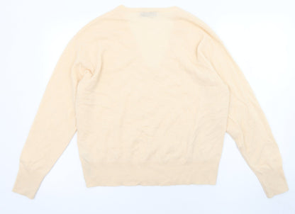 Zara Womens Orange V-Neck Wool Pullover Jumper Size M