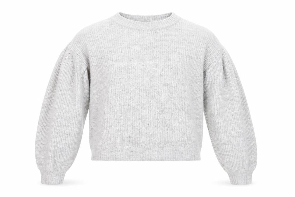 H&M Girls Grey Crew Neck Acrylic Pullover Jumper Size 10-11 Years Pullover - Cropped, Size 10-12 years