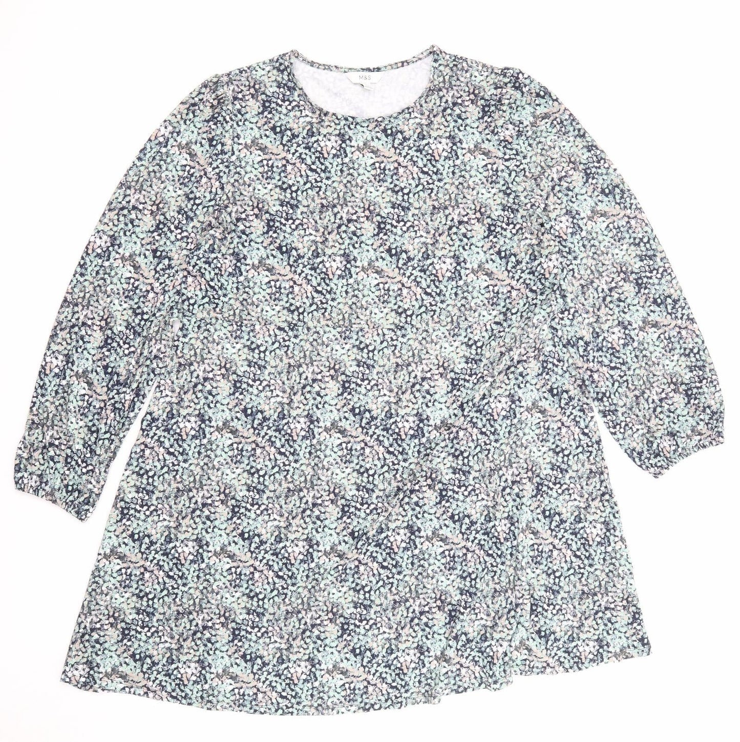 Marks and Spencer Womens Multicoloured Floral Viscose A-Line Size 22 Crew Neck Pullover