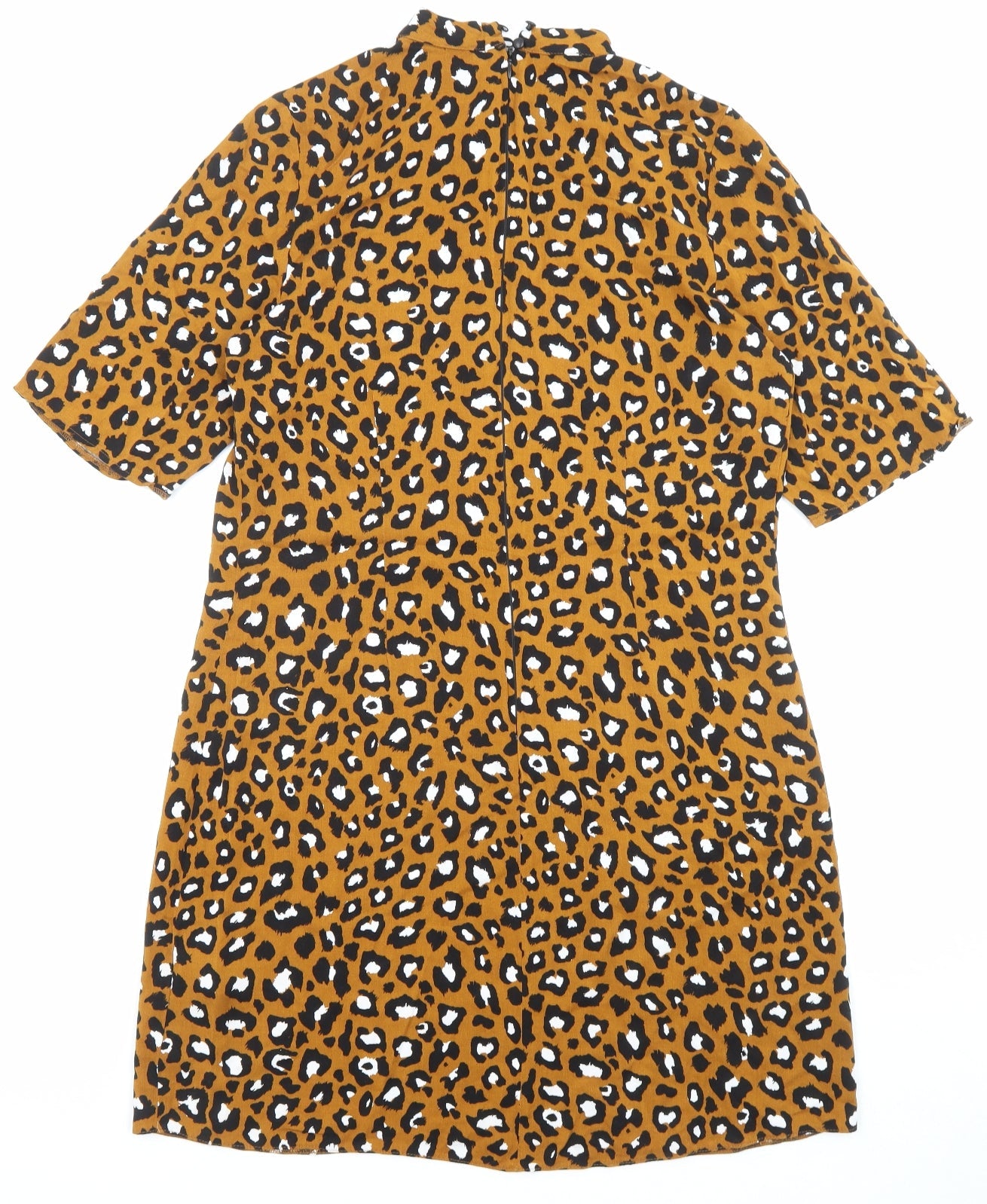 Very Womens Brown Animal Print Viscose A-Line Size 12 Round Neck Zip