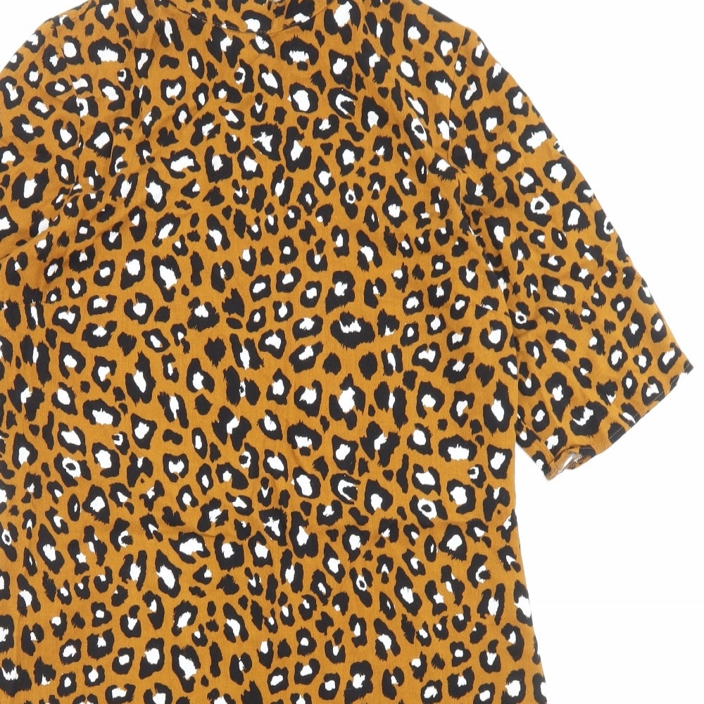 Very Womens Brown Animal Print Viscose A-Line Size 12 Round Neck Zip