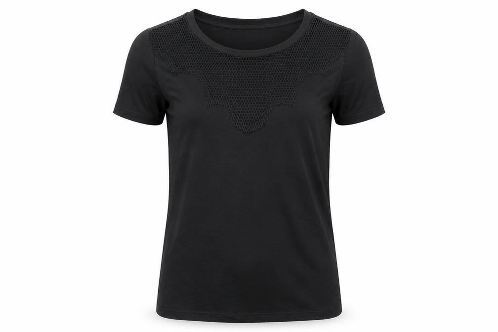 New Look Womens Black Polyester Jersey T-Shirt Size 8 Crew Neck