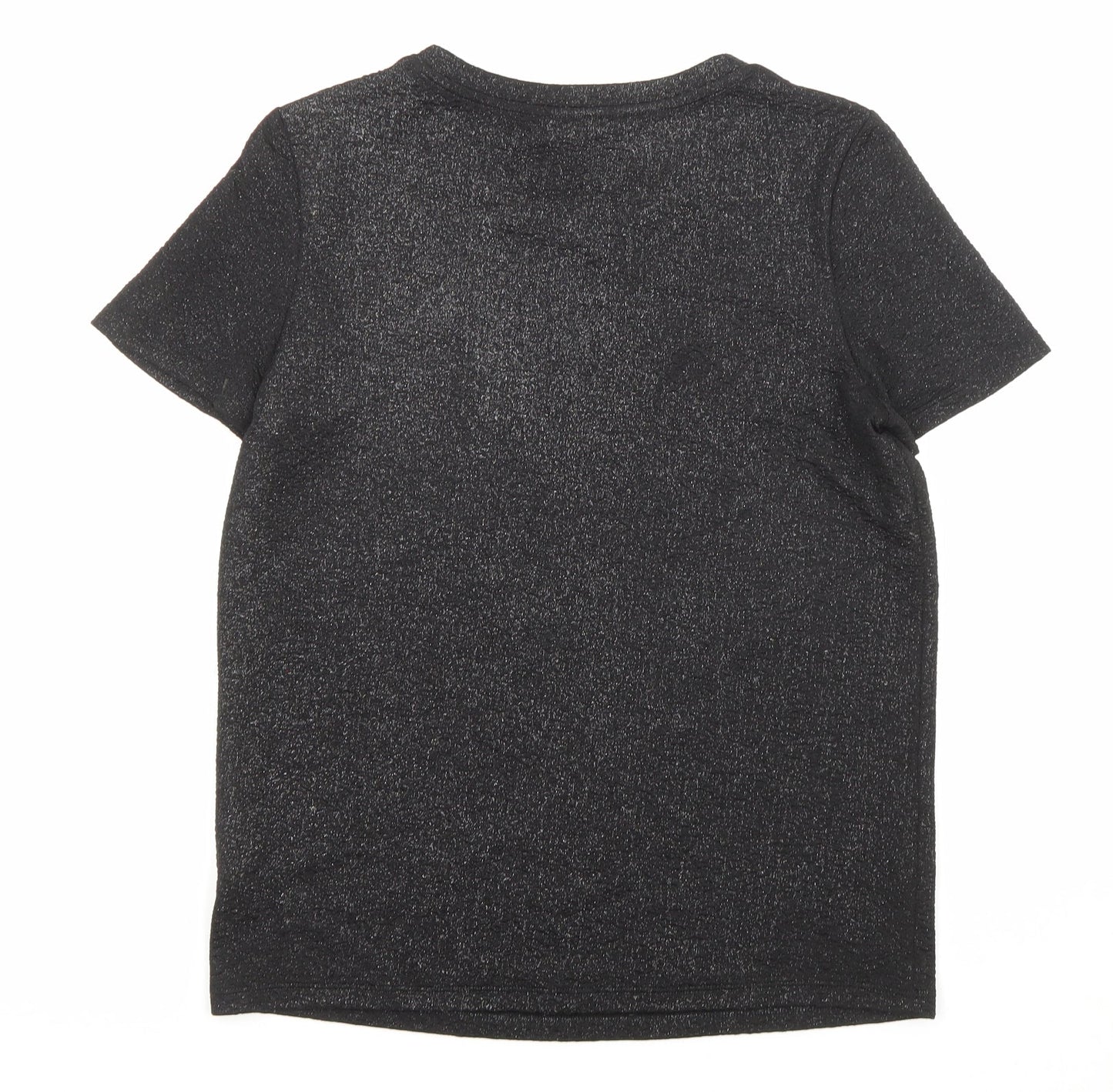 NEXT Womens Black Polyester Basic T-Shirt Size 8 Crew Neck